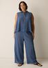 Woven Pliss&eacute; Wide-Leg Pant
