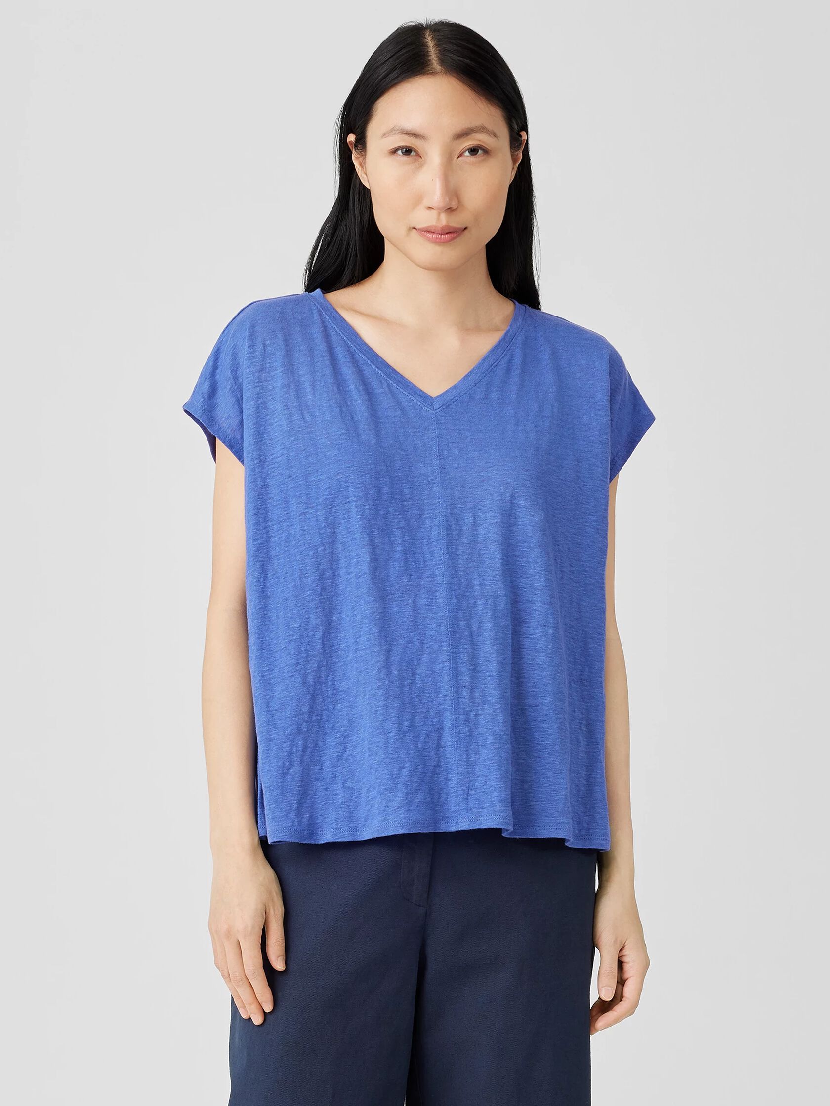 Organic Linen Jersey V-Neck Tee