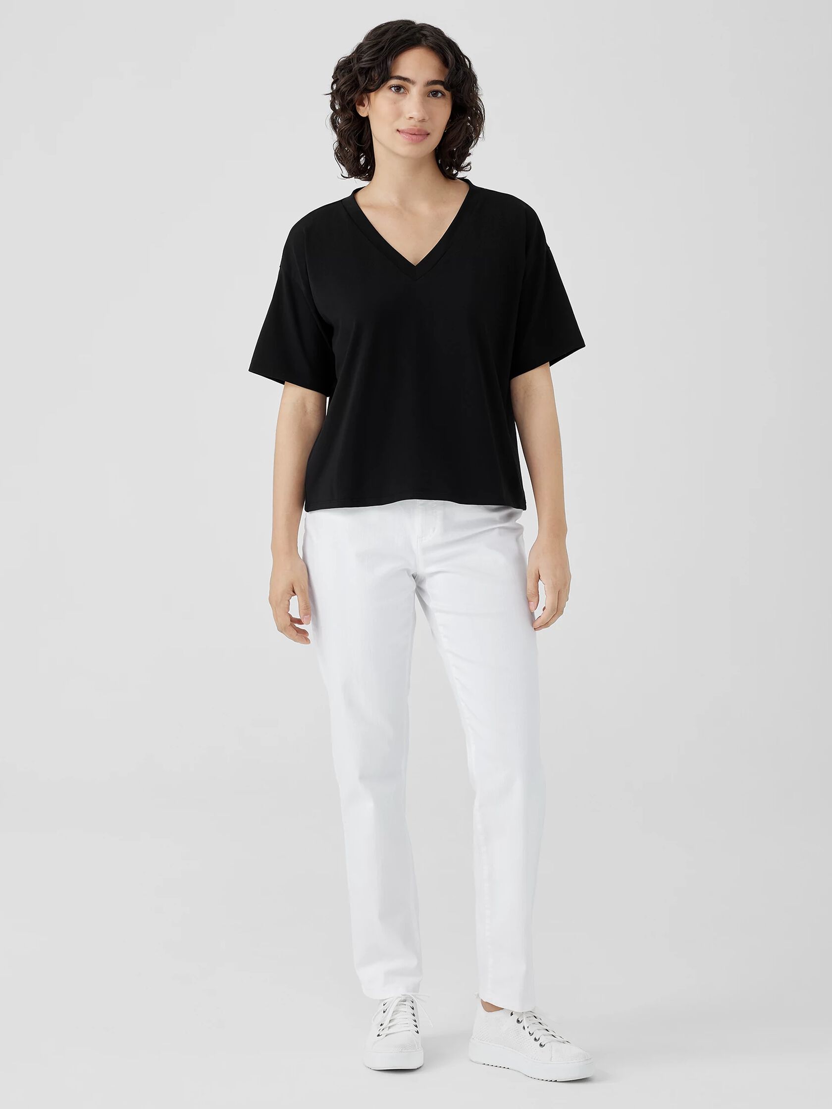 Pima Cotton Stretch Jersey V-Neck Tee