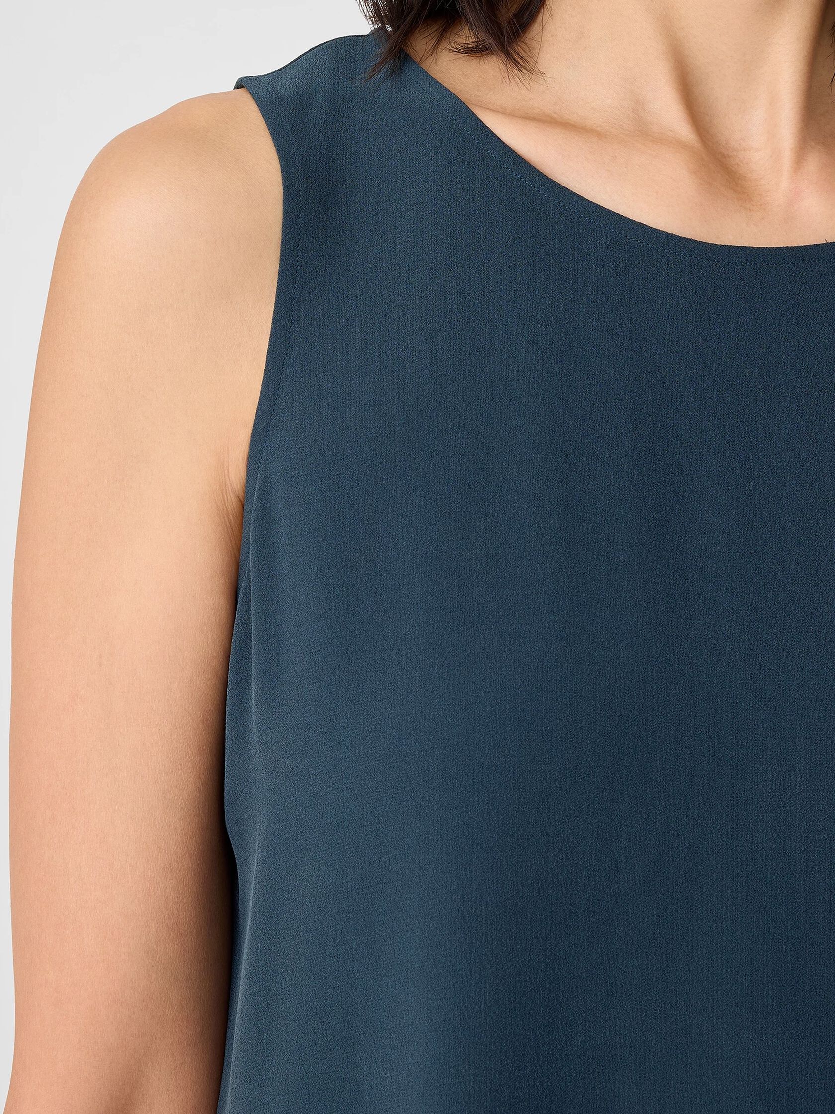 Silk Georgette Crepe Ballet Neck Tank