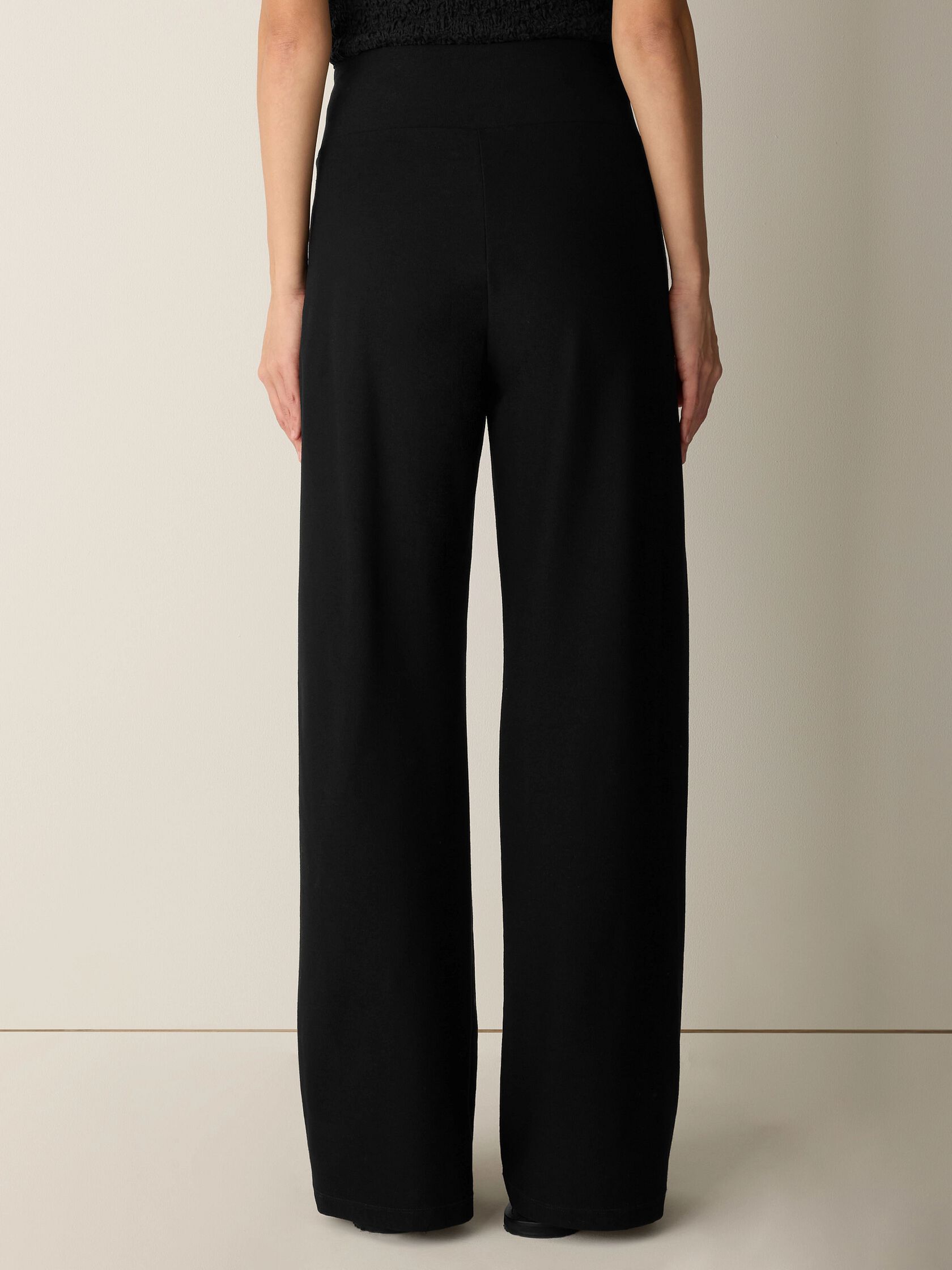 Washable Stretch Crepe Pintuck Wide Pant