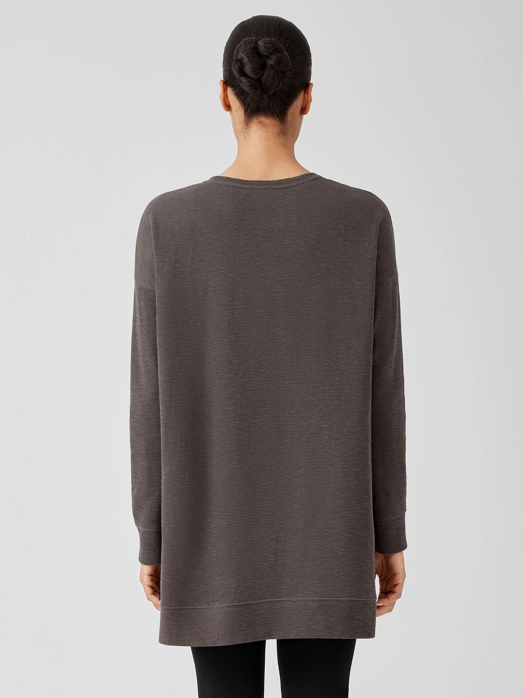 Organic Cotton Slubby Rib Knit Crew Neck Top