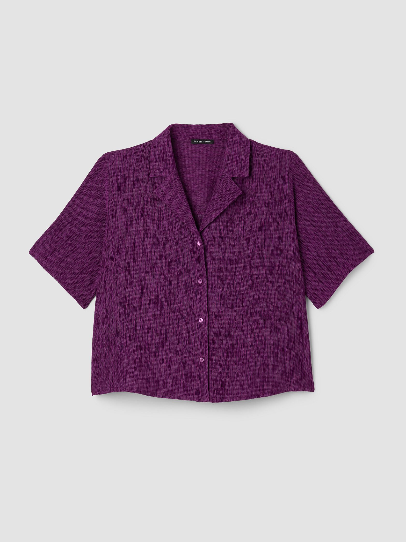 Woven Pliss&eacute; Notch Collar Shirt