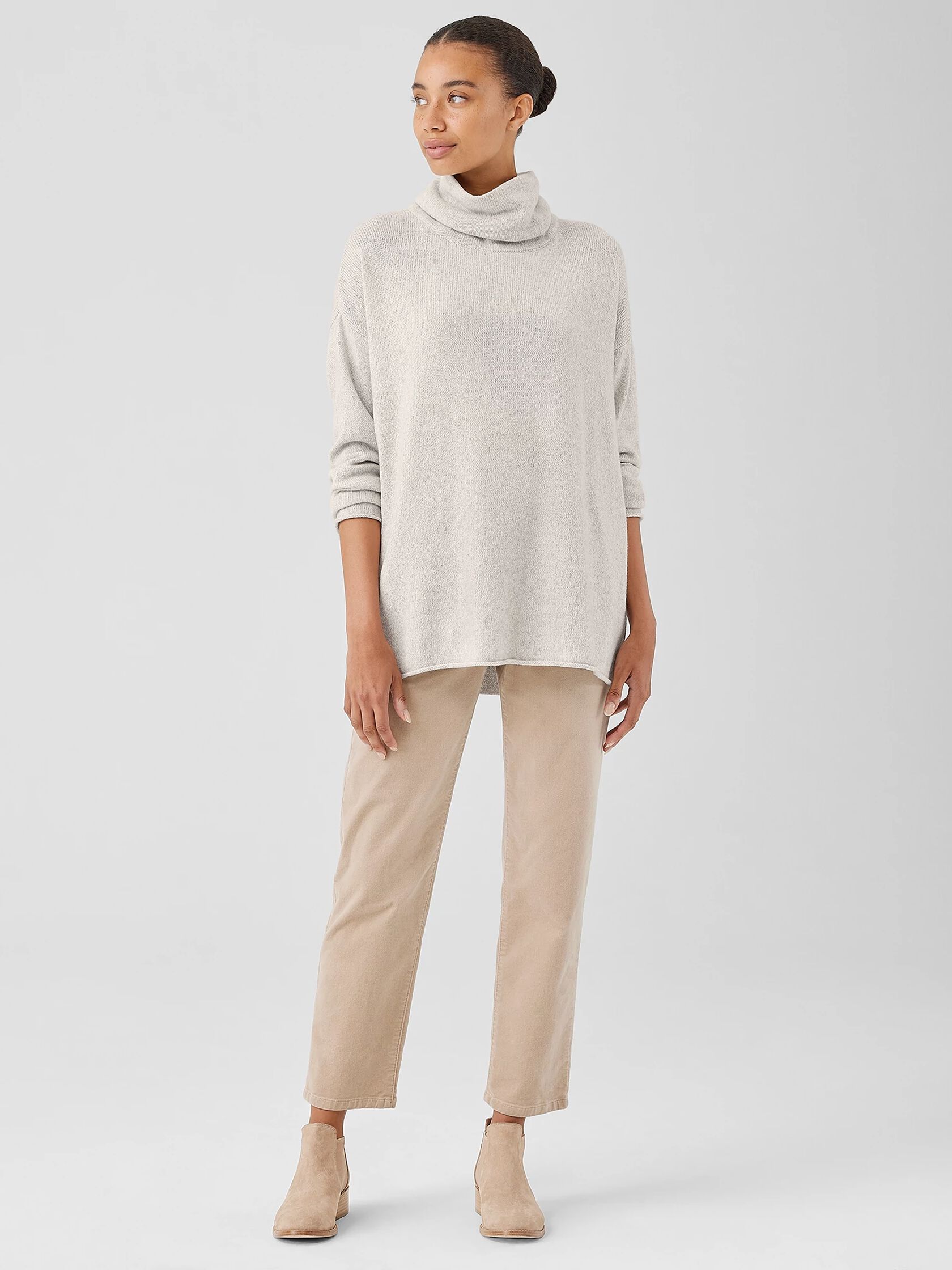 Cotton and Recycled Cashmere Turtleneck Top