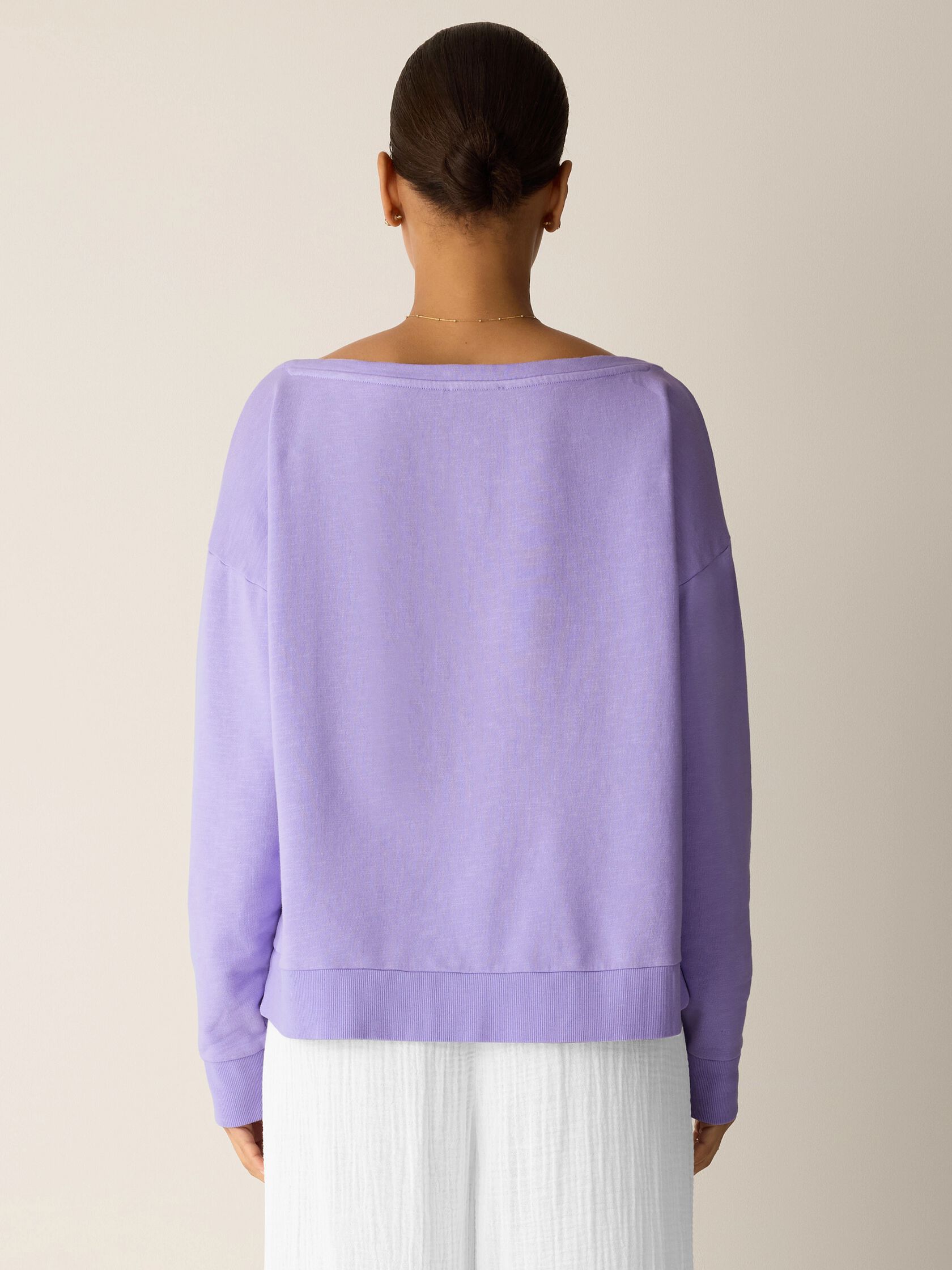 Garment-Dyed Organic Cotton Terry Bateau Neck Top