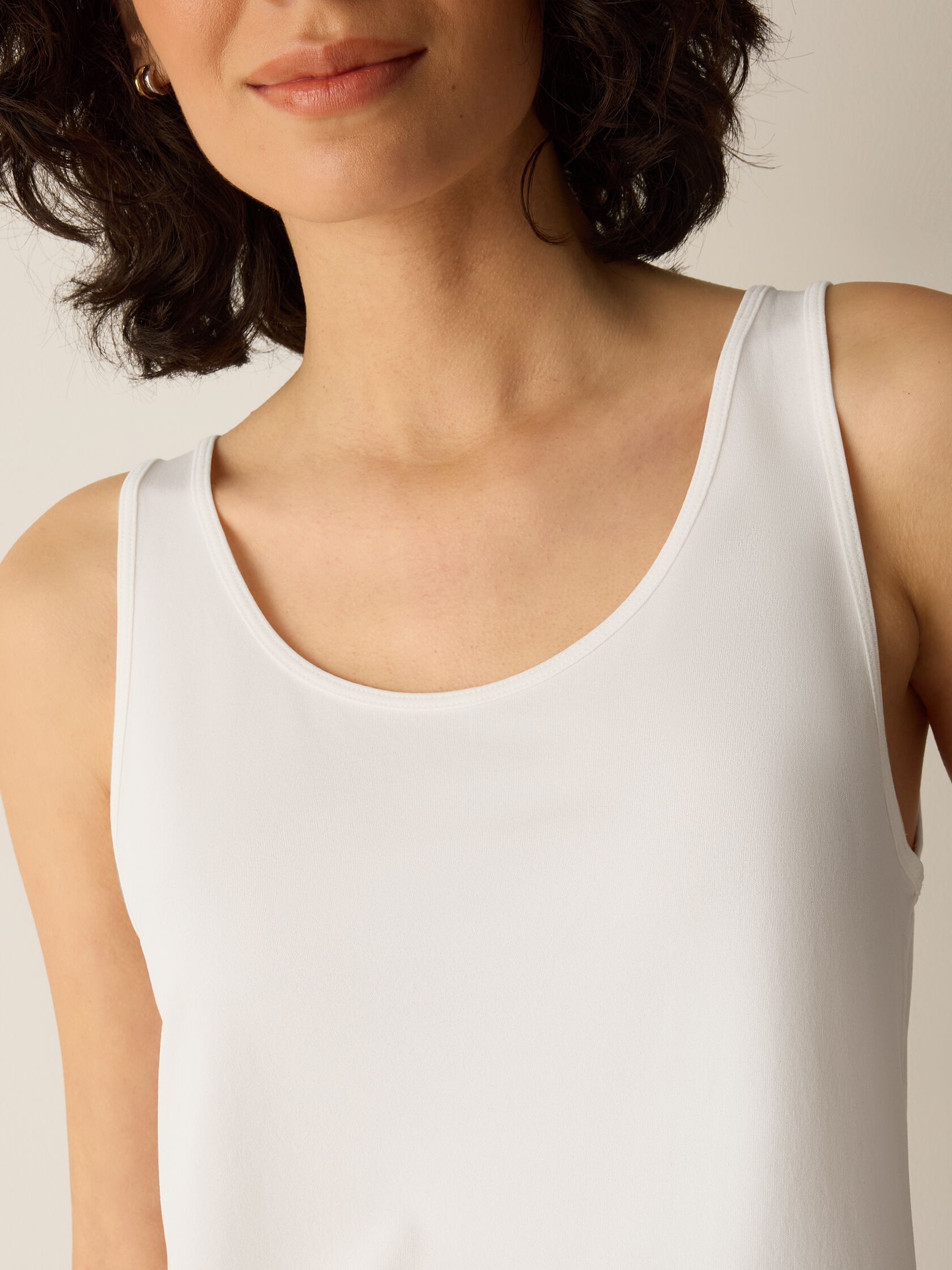 Stretch Silk Jersey Scoop Neck Tank