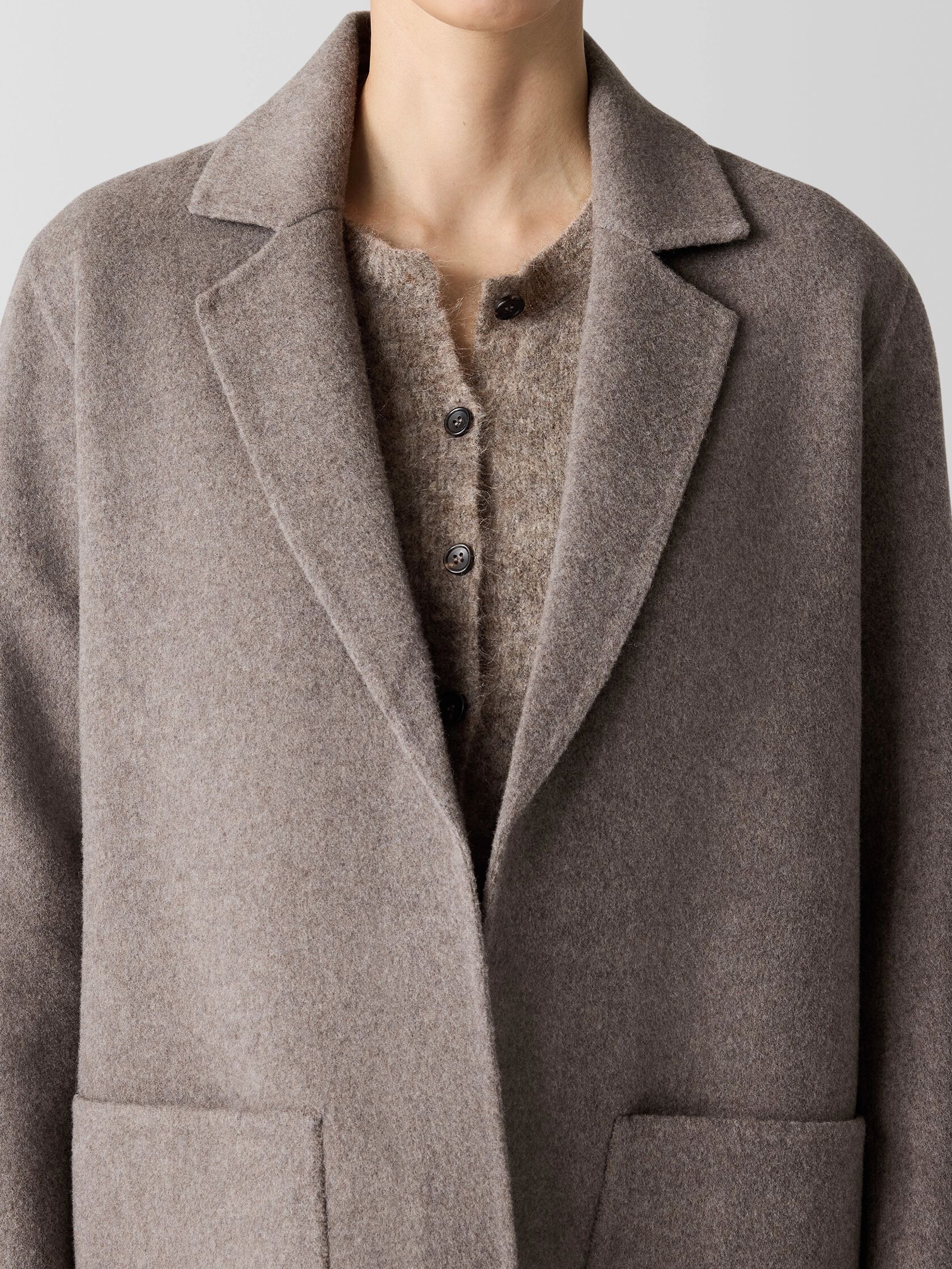 Doubleface Wool Cloud Notch Collar Coat