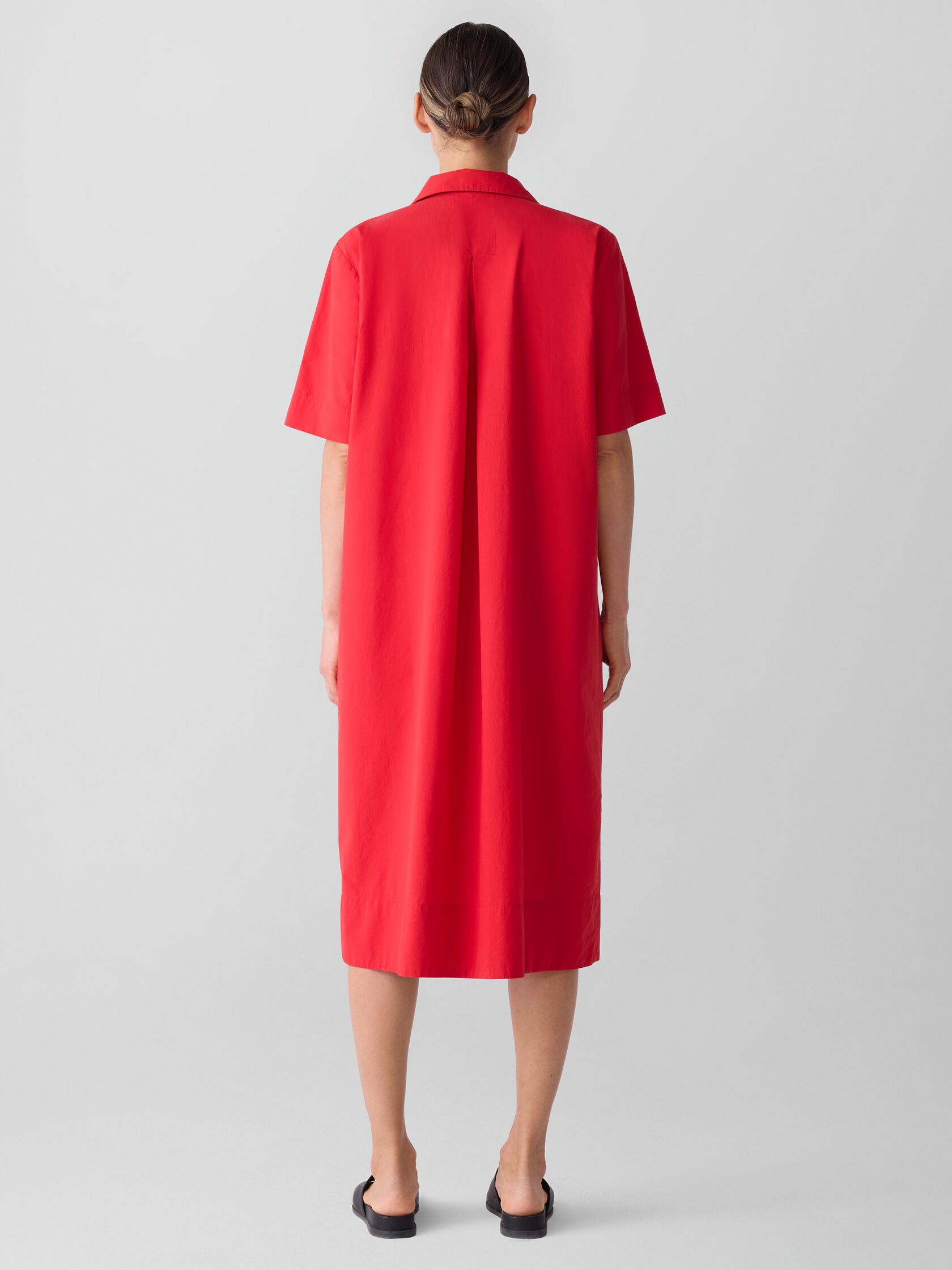 Washed Organic Cotton Poplin Split Neck Dress