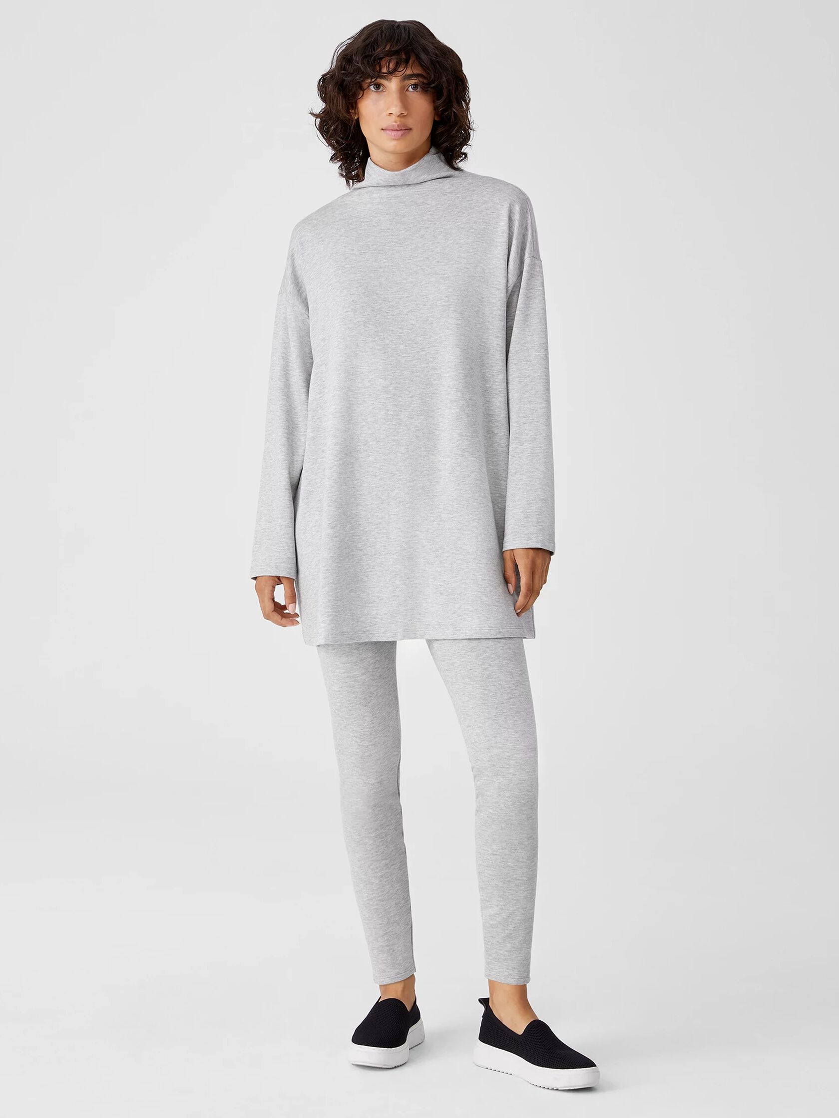 Cozy Brushed Terry Funnel Neck Top