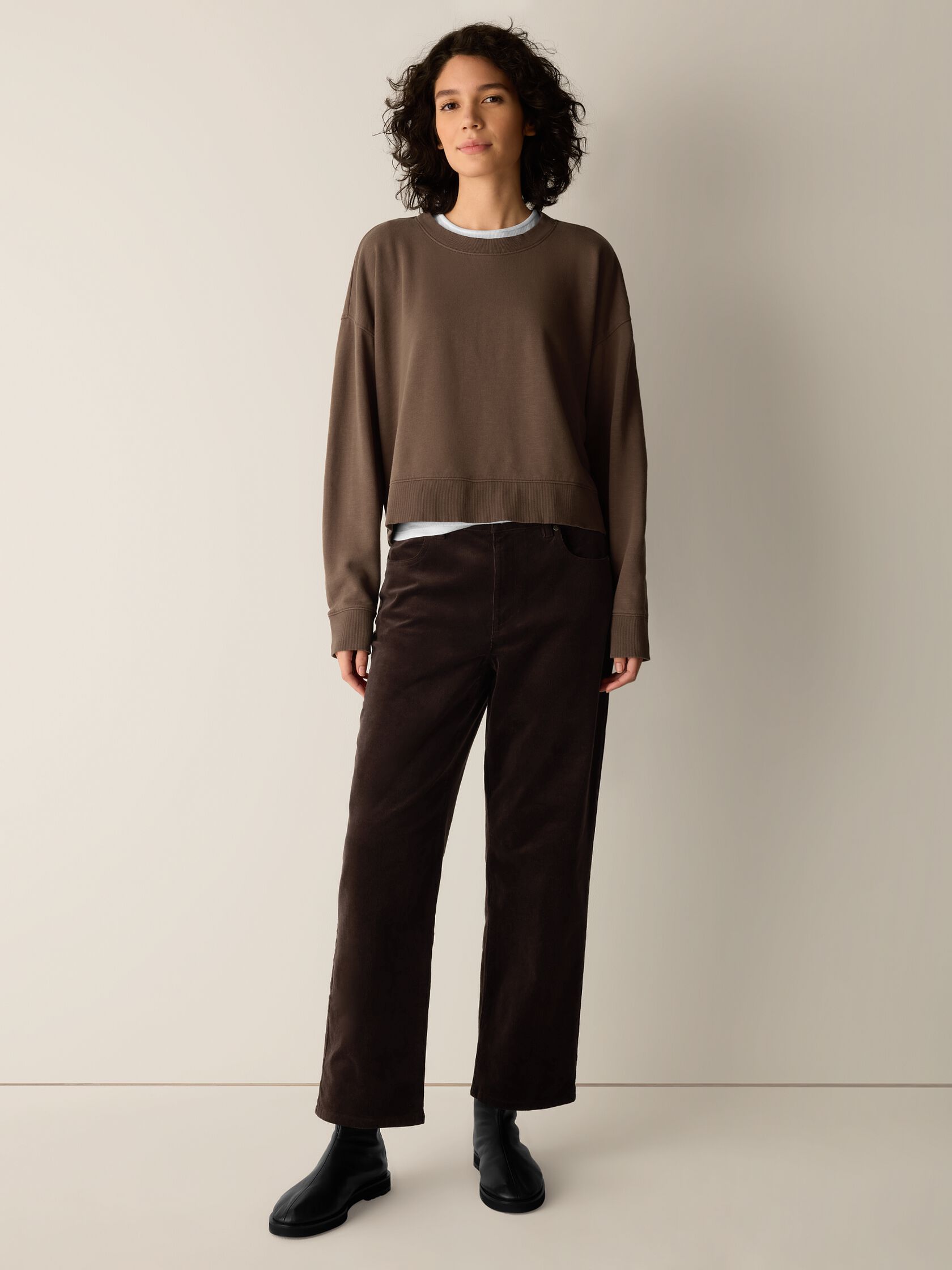 Garment-Dyed Organic Cotton Terry Cropped Box-Top