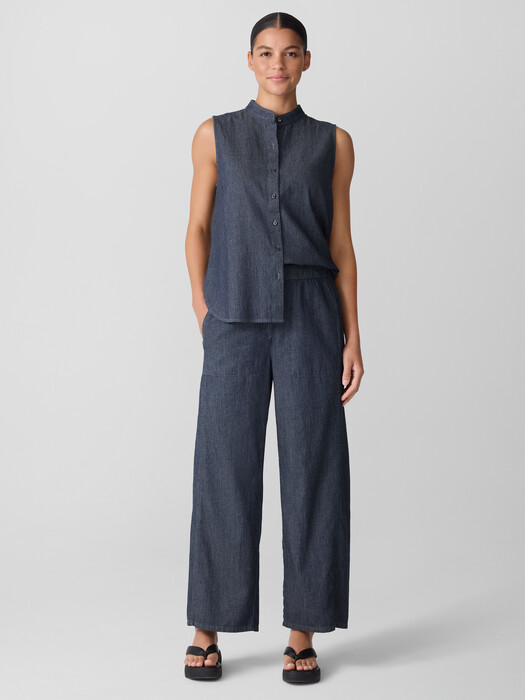 Airy Organic Cotton Twill Wide-Leg Pant