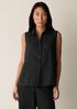 Puckered Organic Linen Grid Sleeveless Shirt
