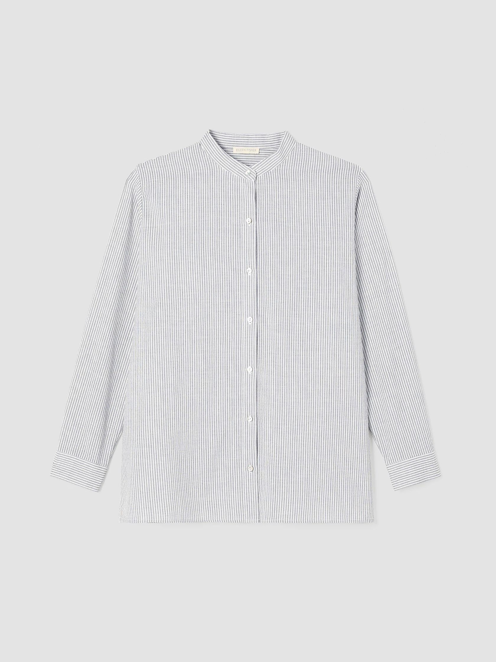 Organic Cotton Ripple Mandarin Collar Shirt