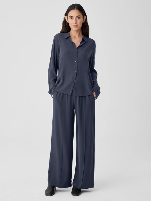 Silk Georgette Crepe Pintuck Pant