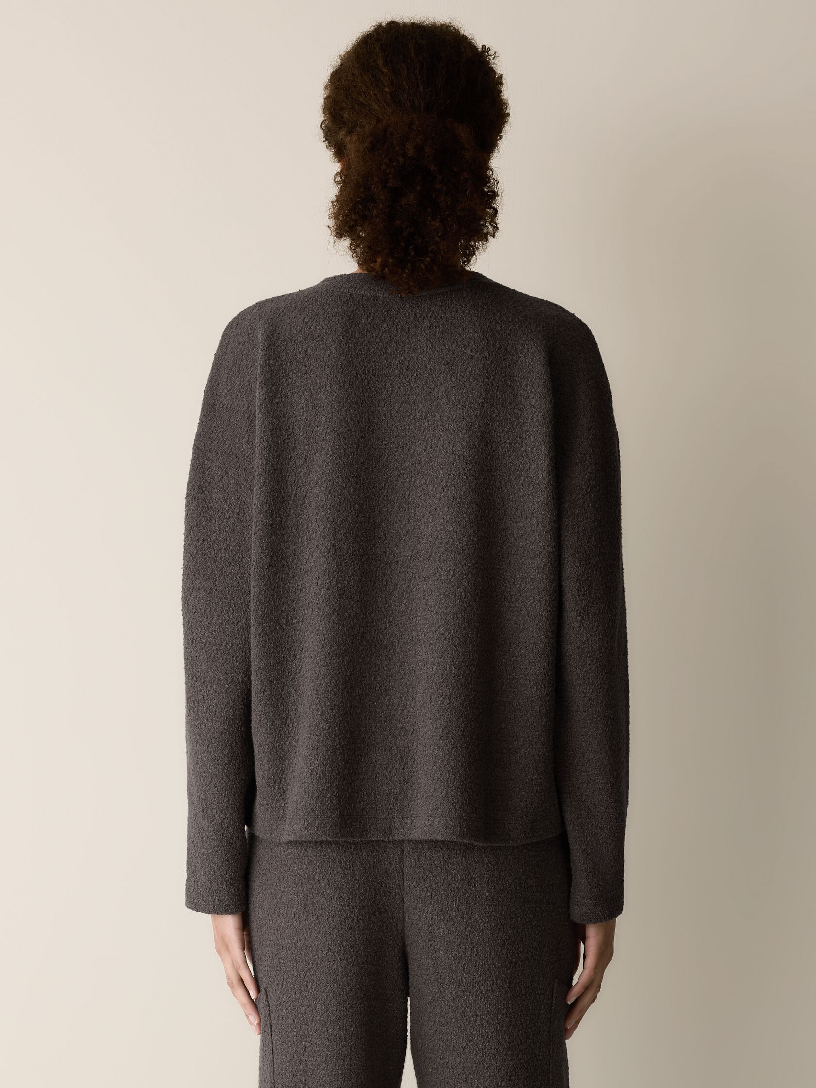 Organic Cotton Boucle Knit Crew Neck Top