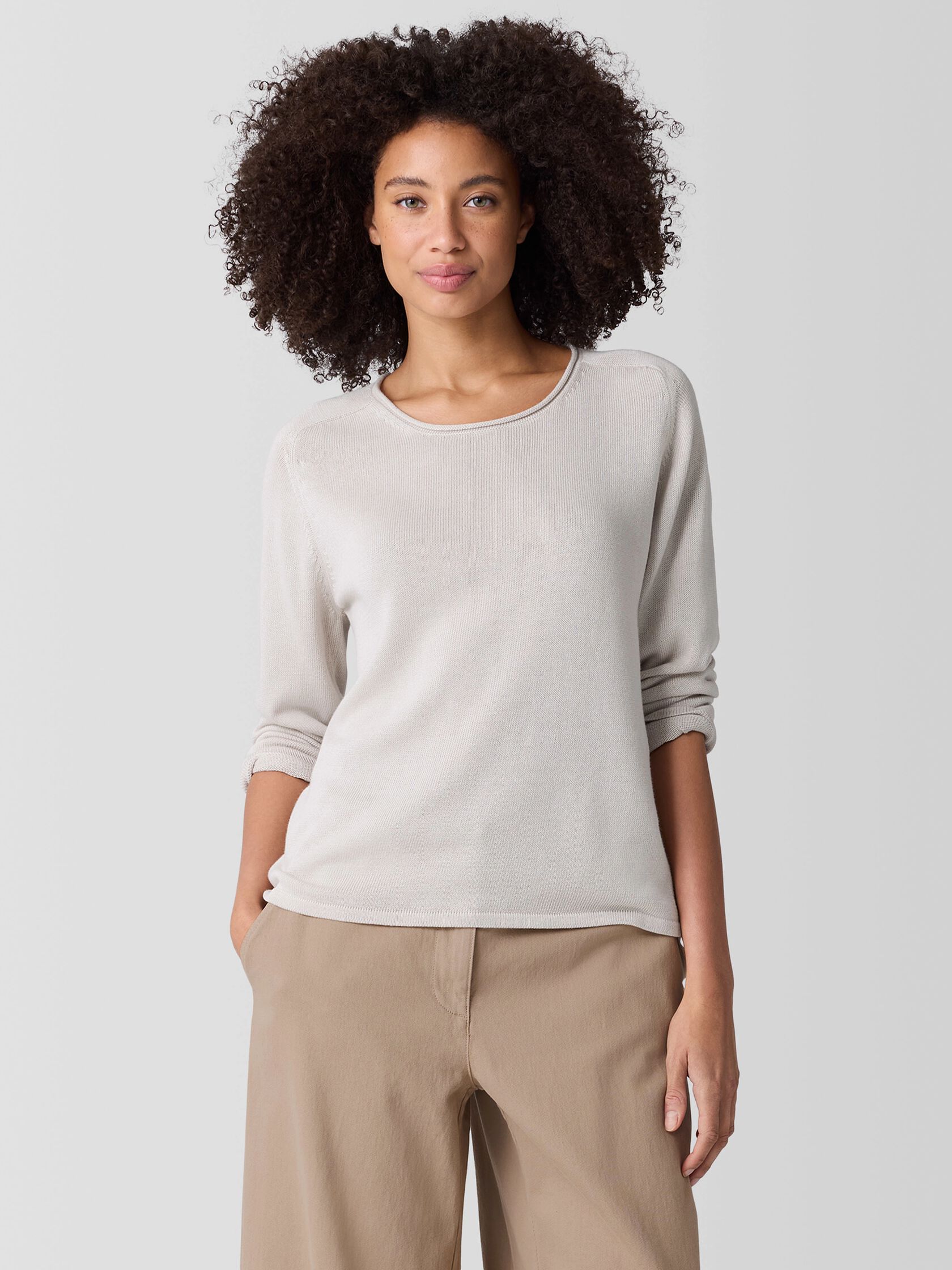 Peruvian Cotton Blend Crew Neck Top