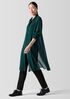 Sheer Silk Georgette Classic Collar Long Shirt