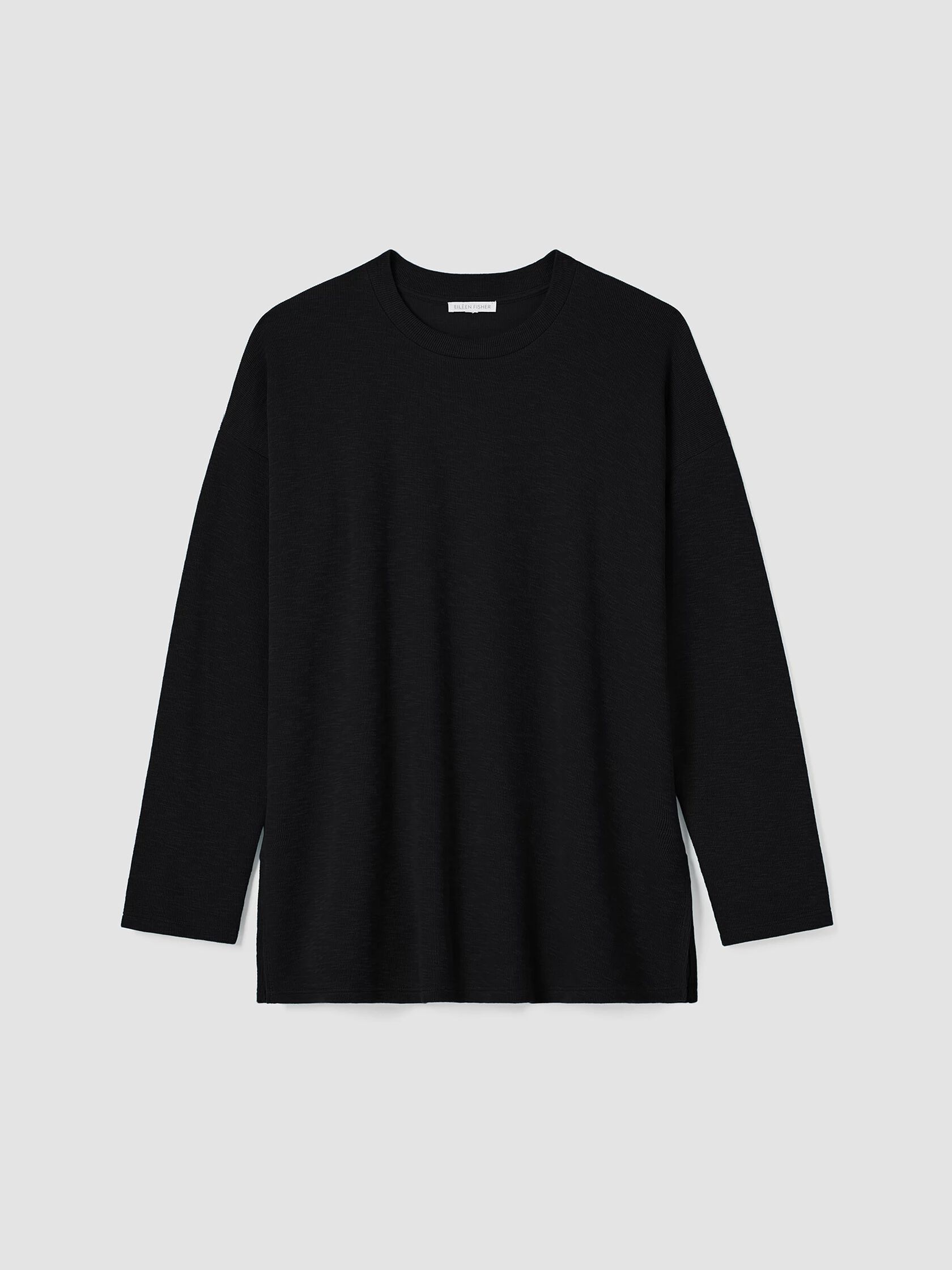 Organic Cotton Slubby Rib Knit Crew Neck Top