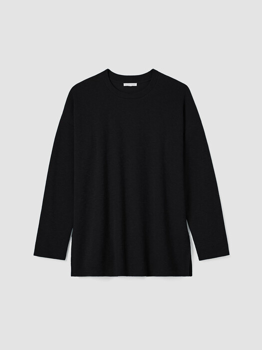 Organic Cotton Slubby Rib Knit Crew Neck Top