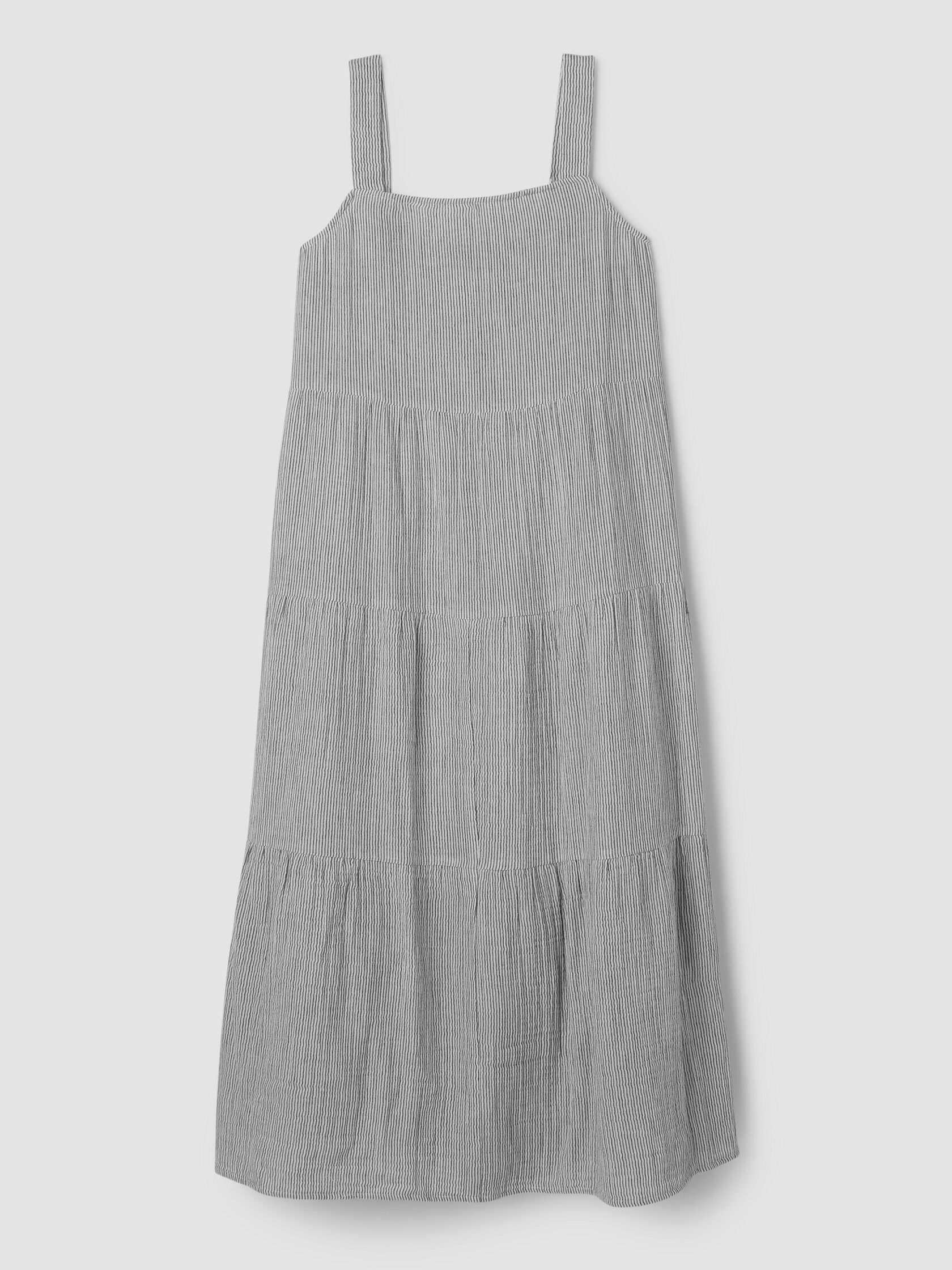 Striped Organic Cotton Gauze Tiered Dress