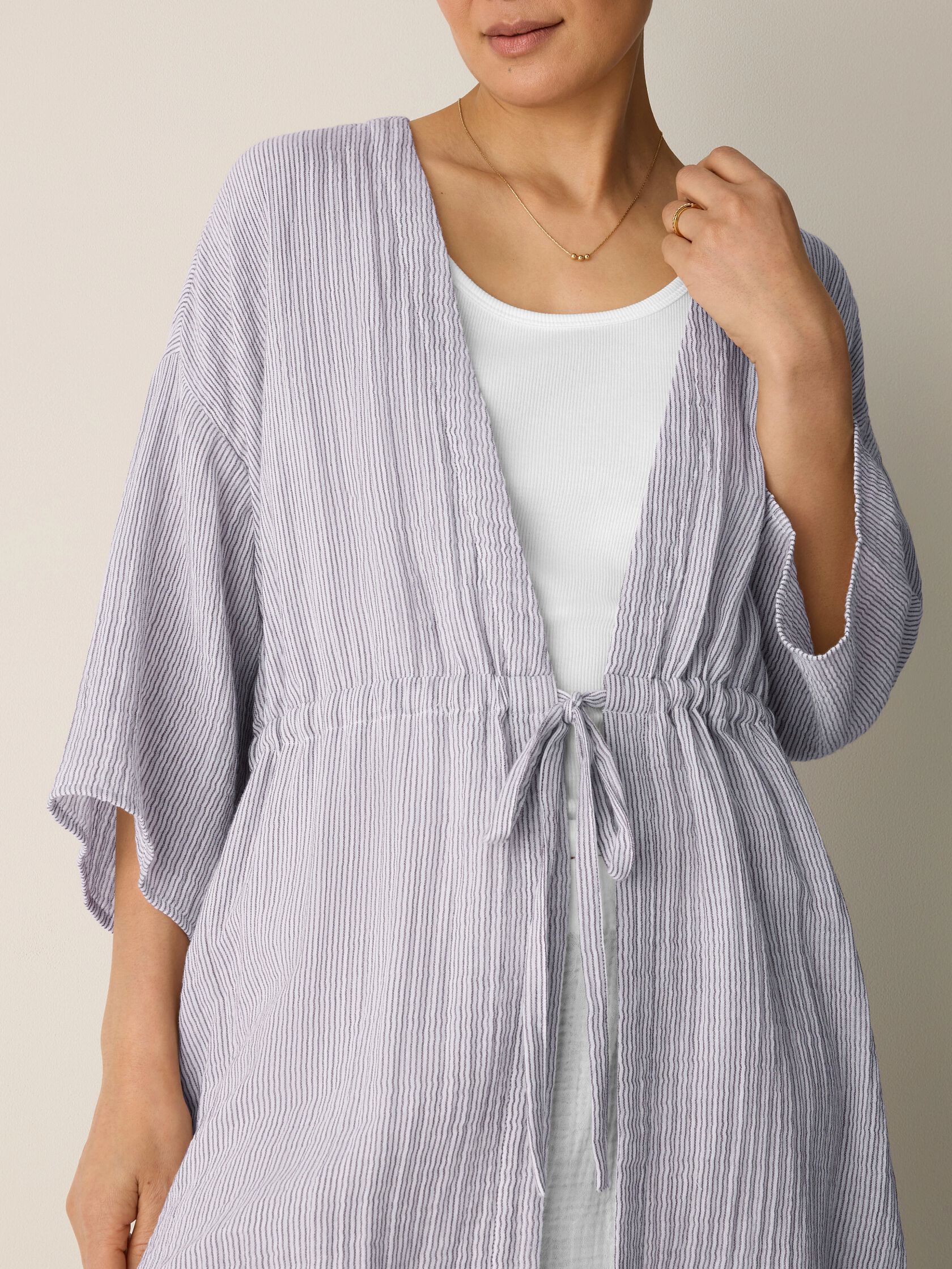 Striped Organic Cotton Gauze Caftan