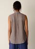 Organic Cotton Microstripe Pucker Sleeveless Shirt