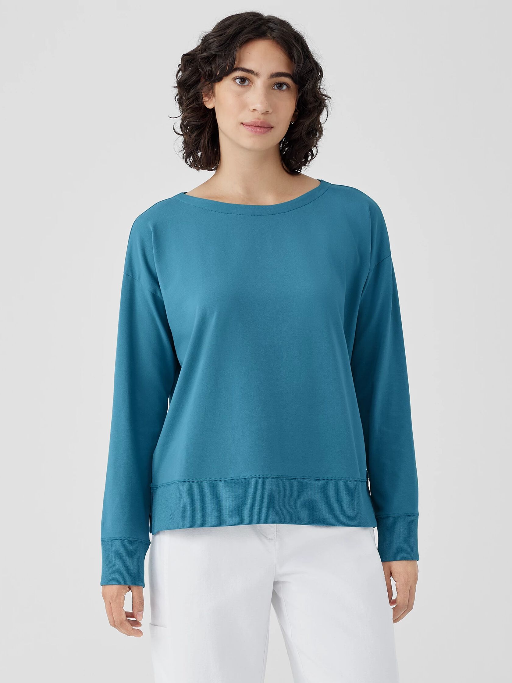 Pima Cotton Stretch Jersey Bateau Neck Top