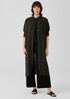 Puckered Organic Linen Long Shirtdress