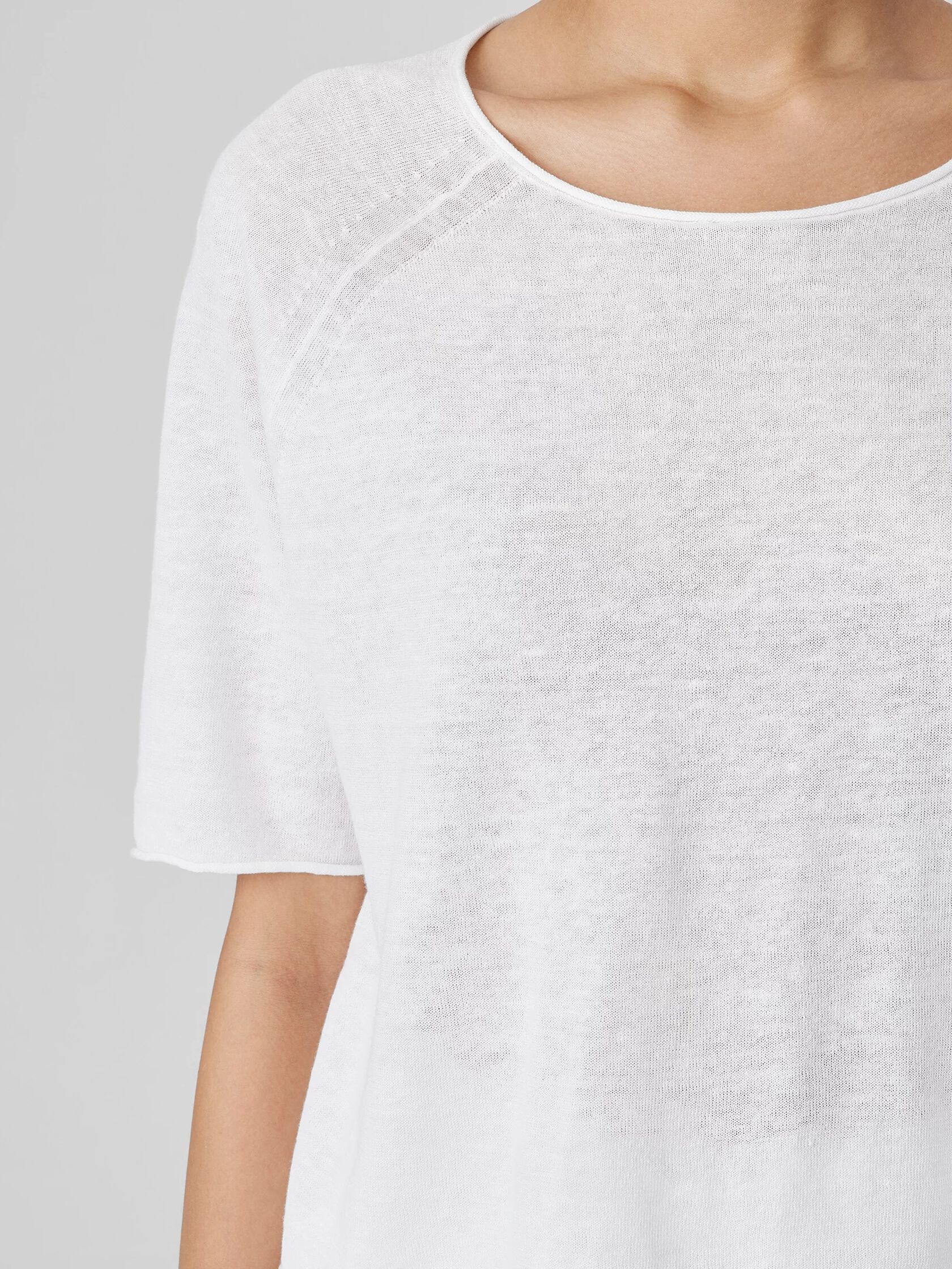 Organic Linen Cotton Jewel Neck Top