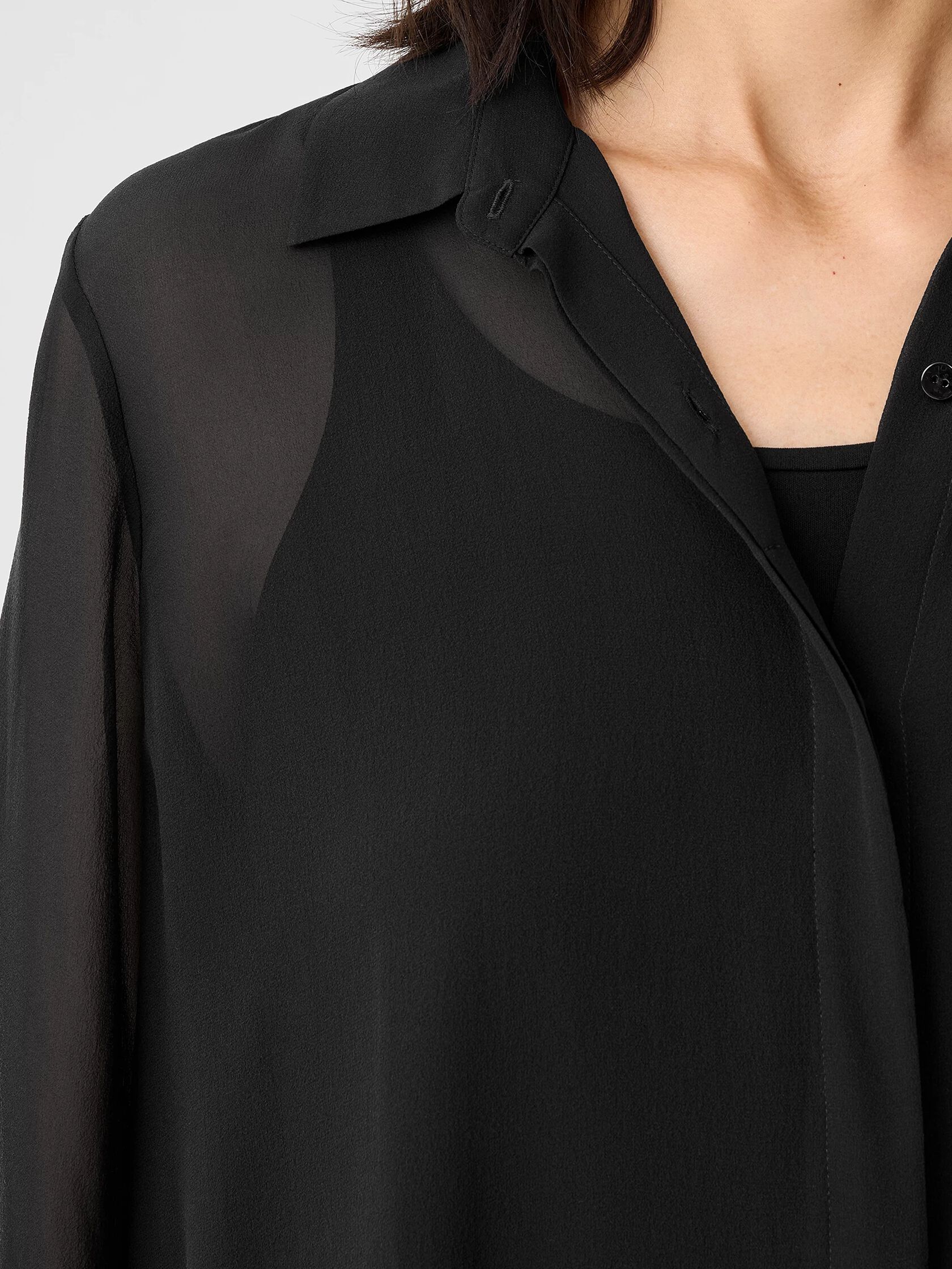 Sheer Silk Georgette Classic Collar Shirt | EILEEN FISHER