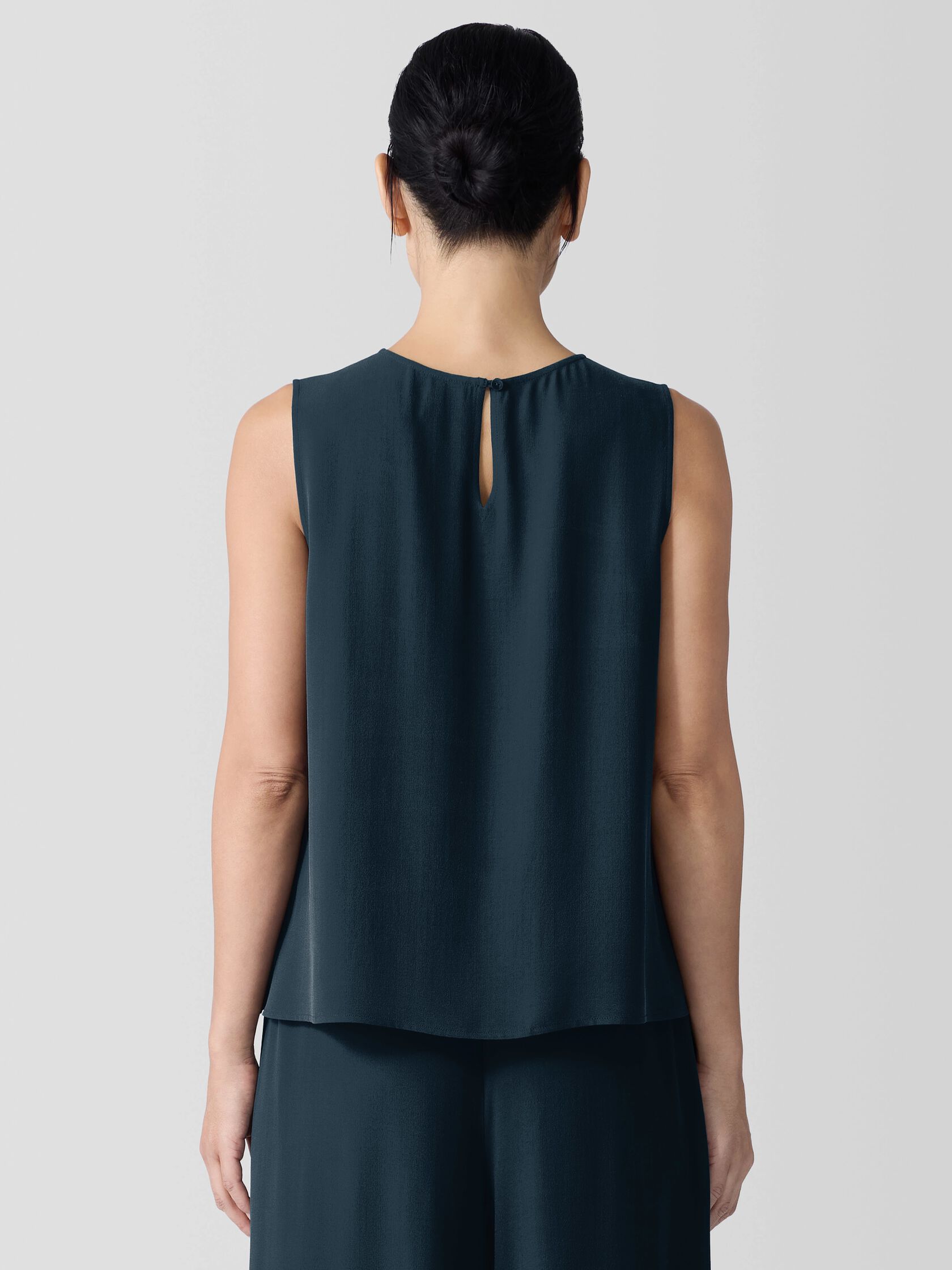 Silk Georgette Crepe Round Neck Tank
