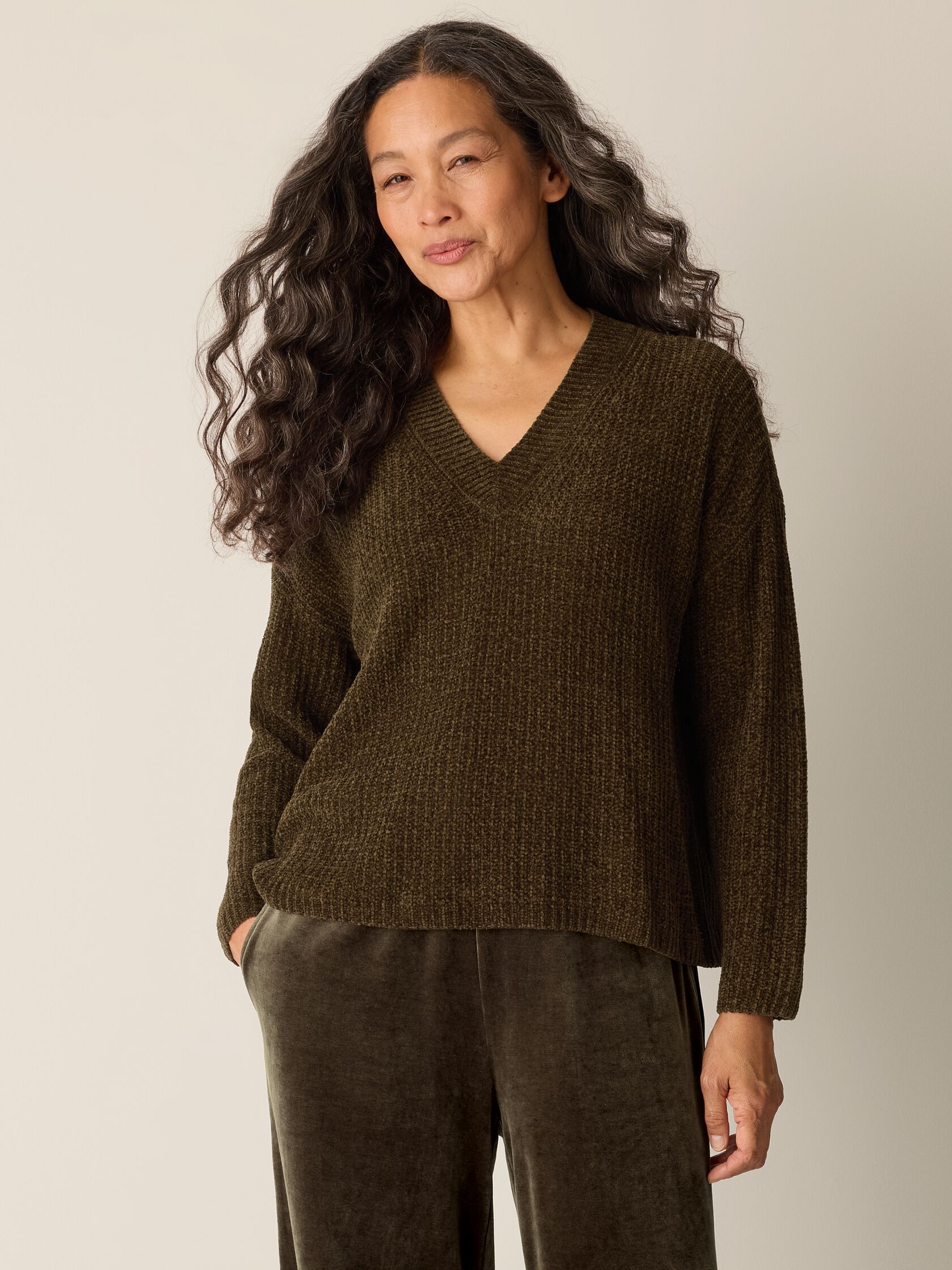 Chenille Blend V-Neck Top