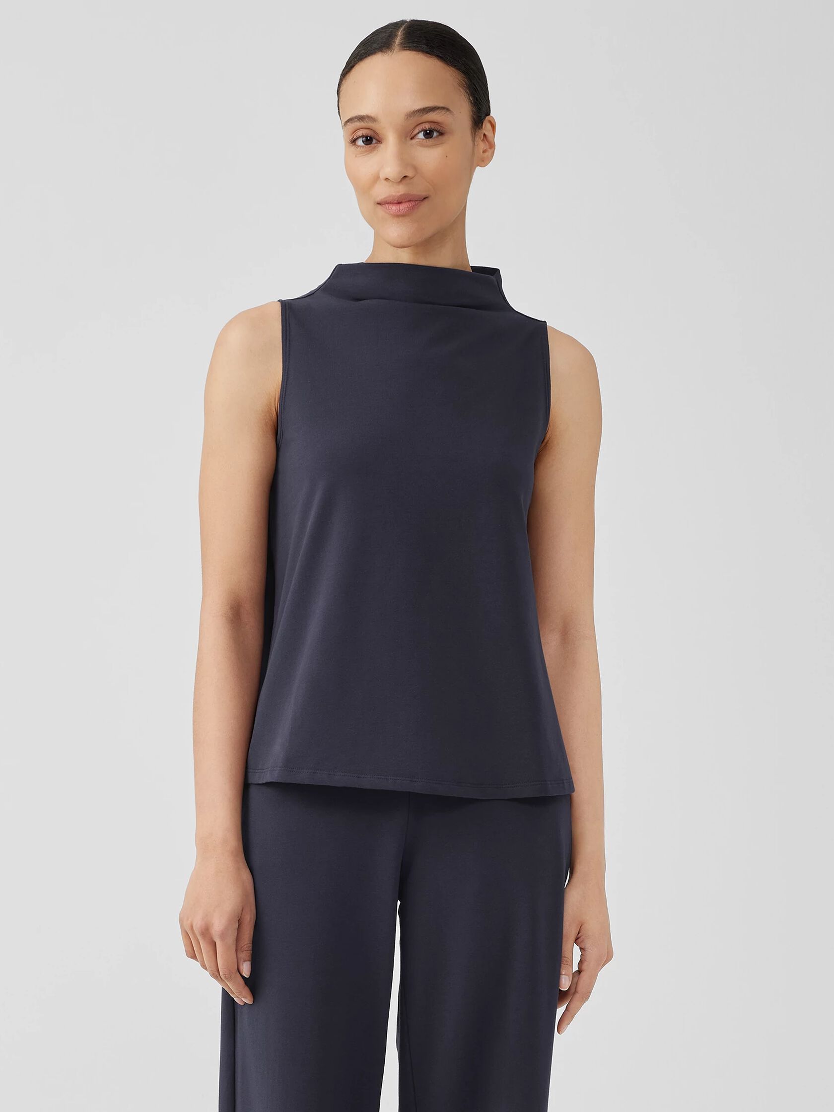 Pima Cotton Stretch Jersey Funnel Neck Tank