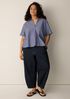 Striped Organic Cotton Poplin Split Neck Top