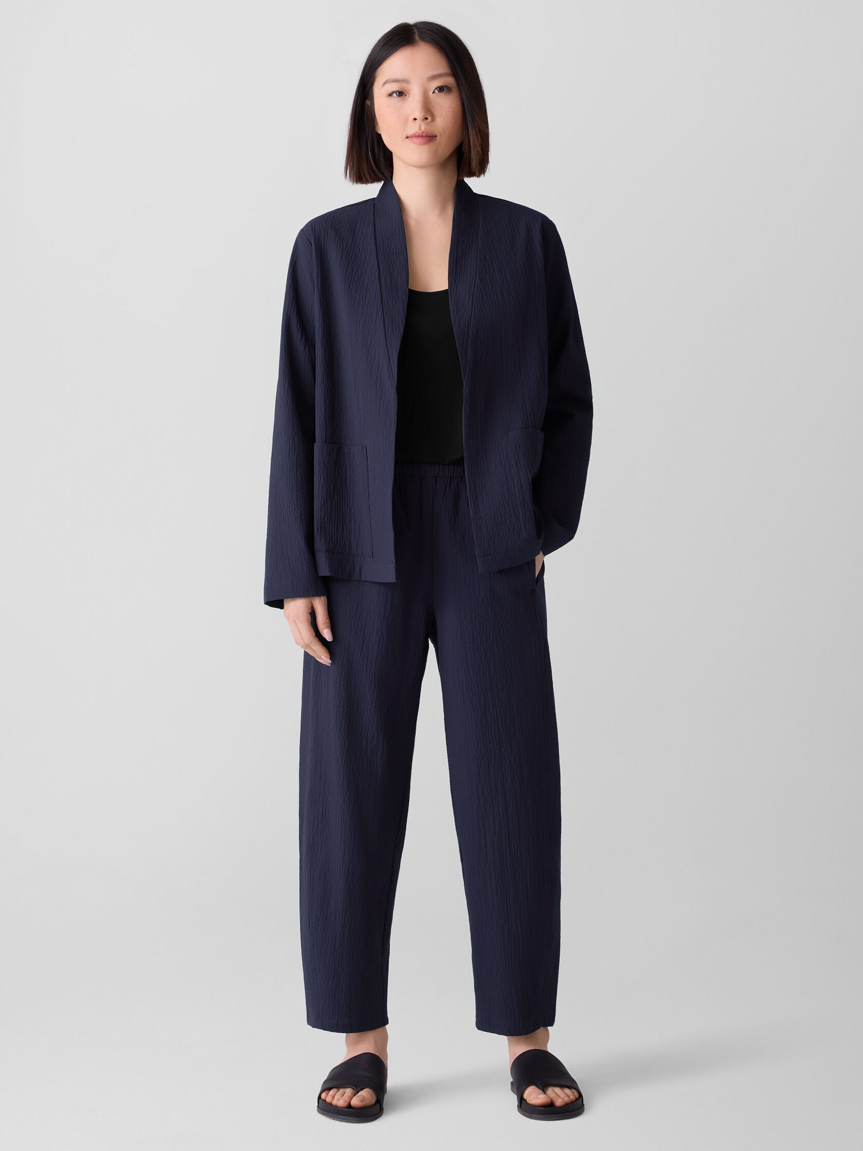 Organic Cotton Pucker High Collar Jacket