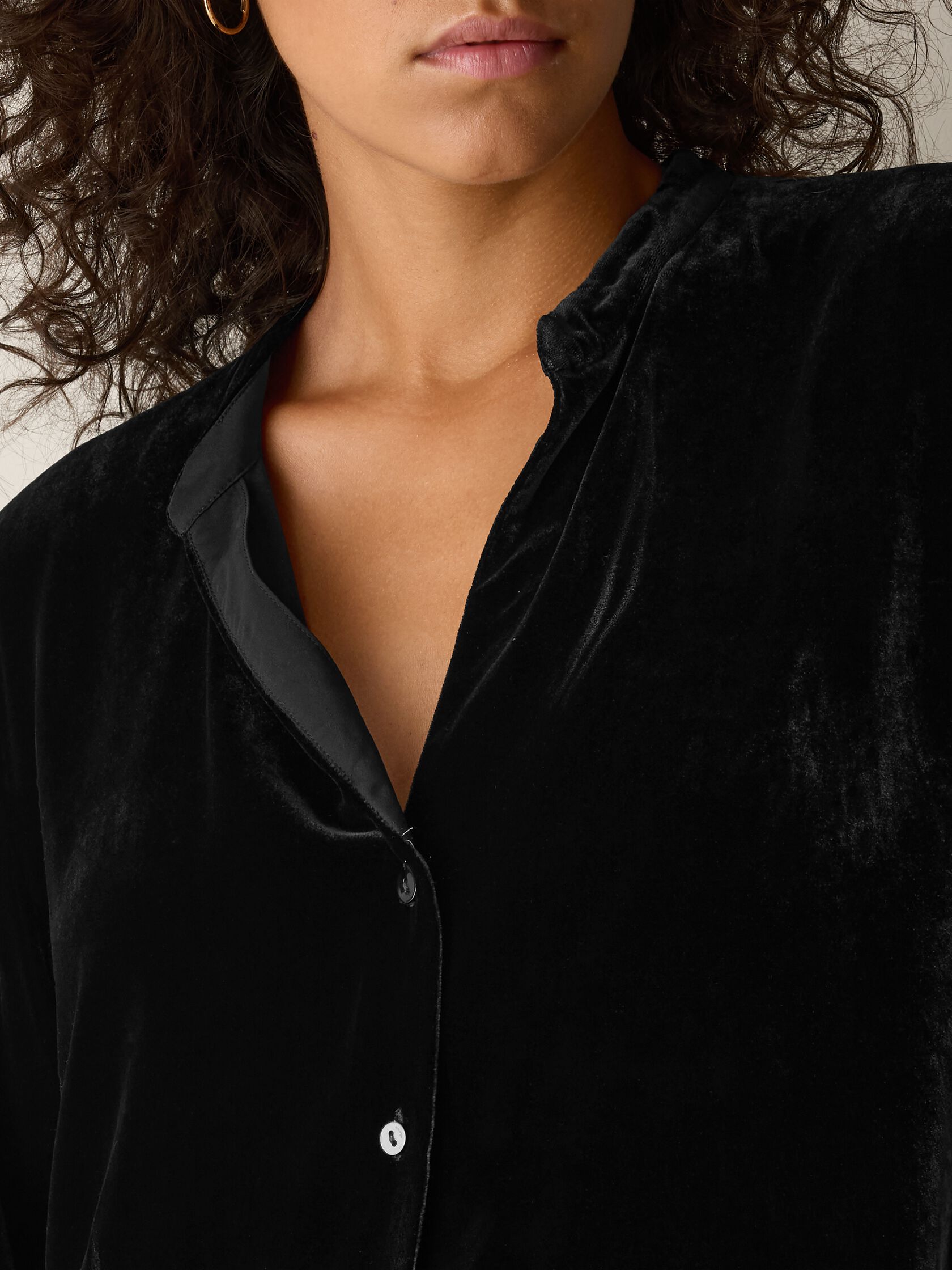 Velvet Band Collar Shirt