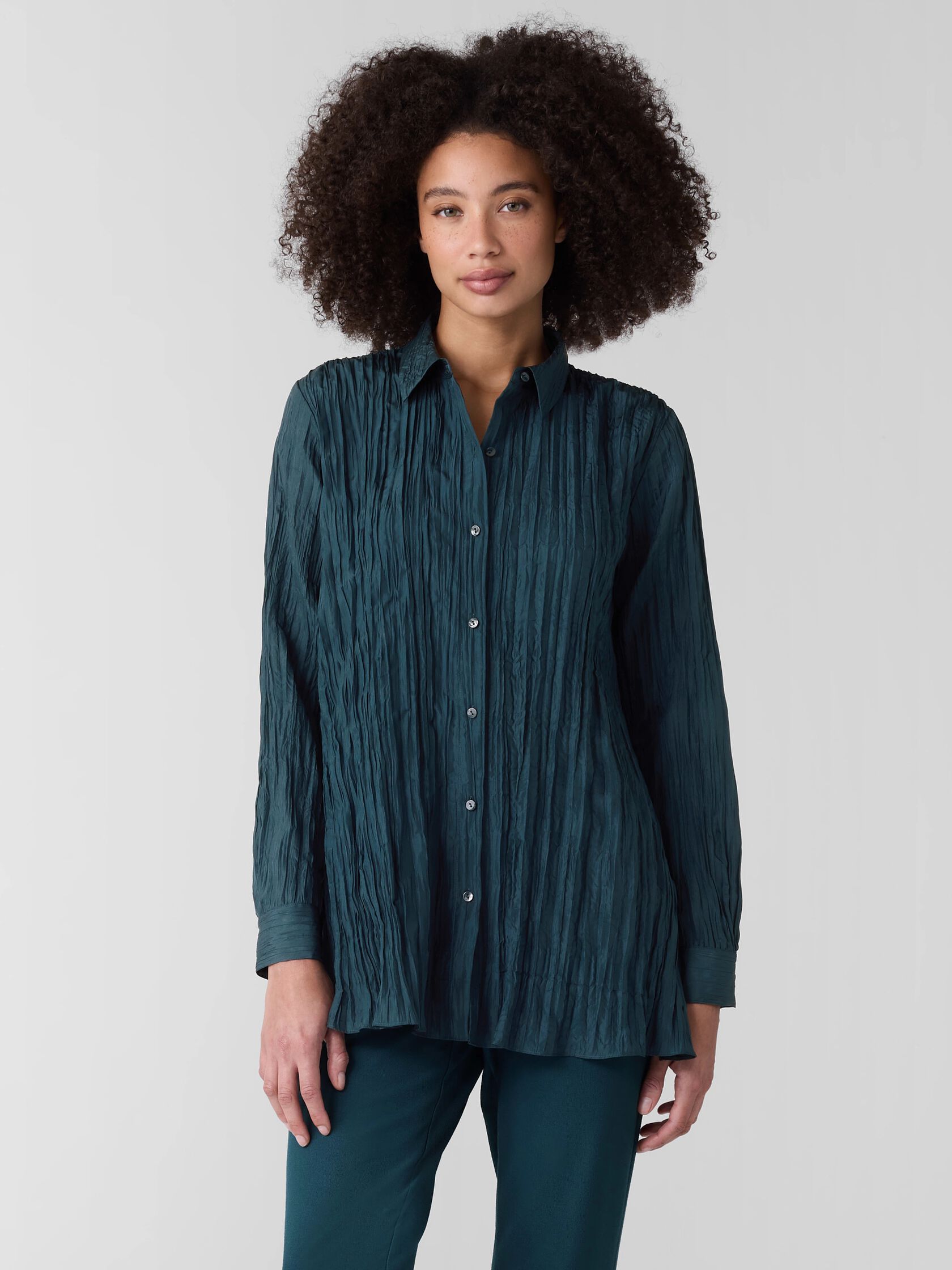 Crushed Silk Classic Collar Shirt