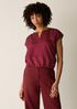 Lightweight Satin Shimmer Split Neck Top