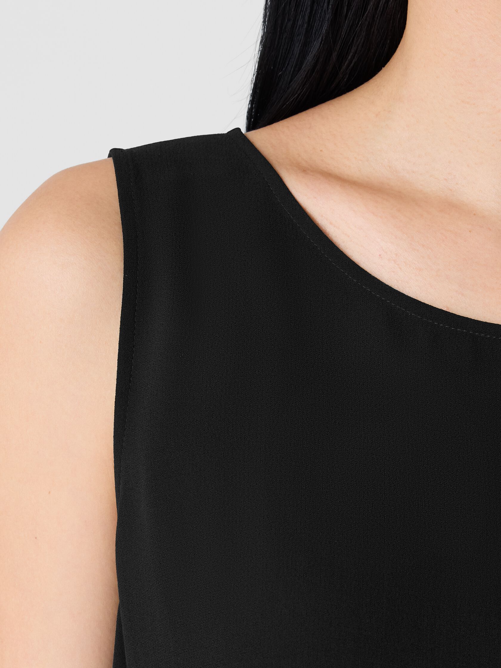 Silk Georgette Crepe Ballet Neck Long Tank