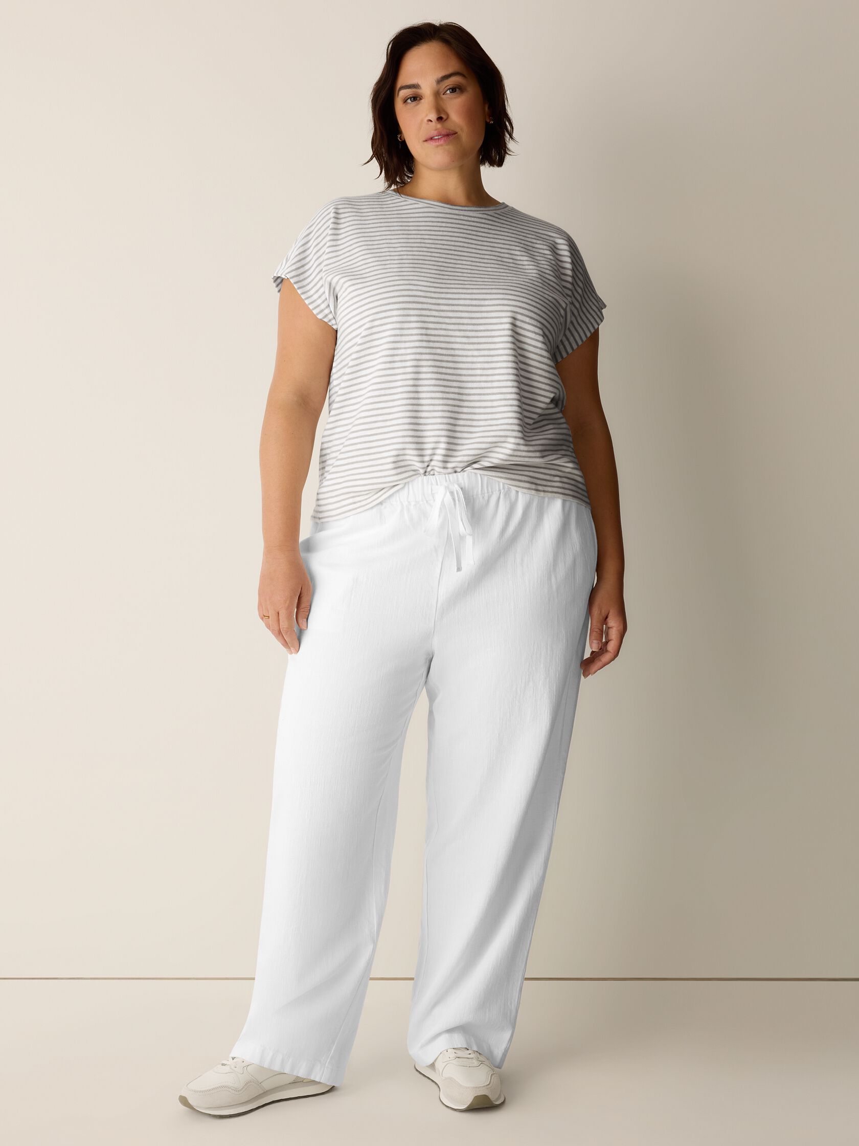 Striped Organic Cotton Slub Crew Neck Tee