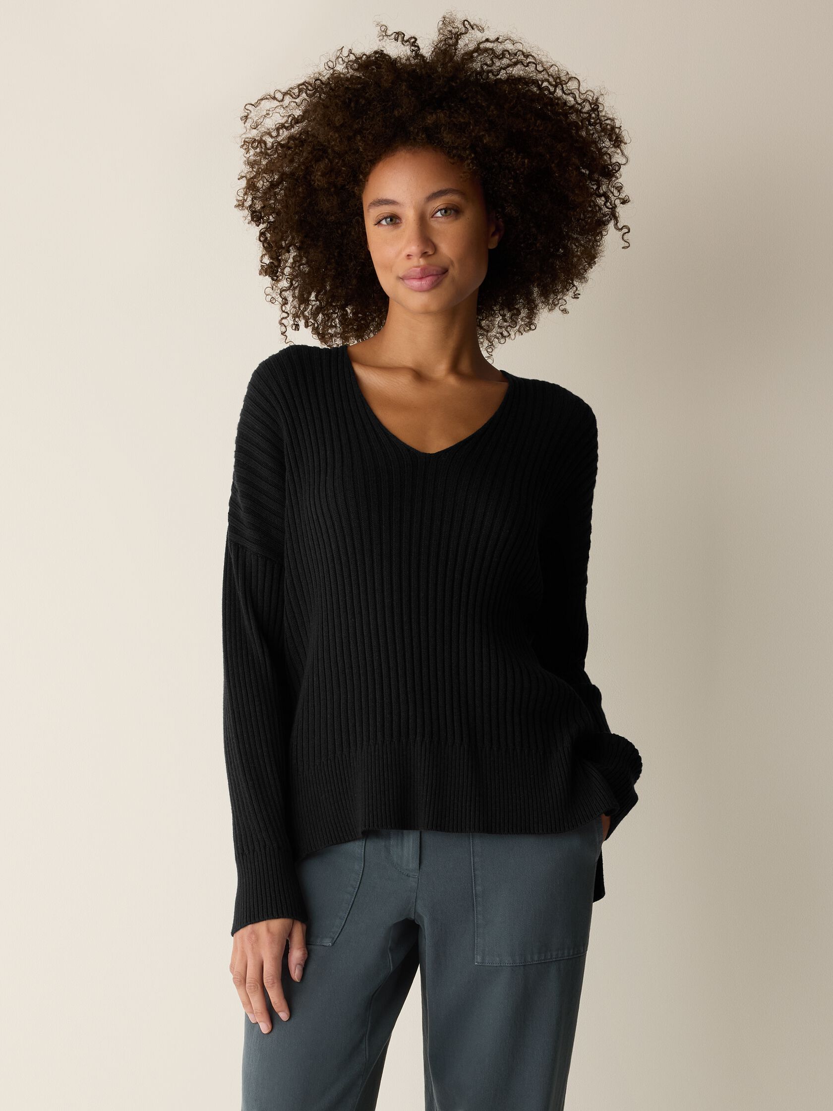 Peruvian Cotton Blend V-Neck Top