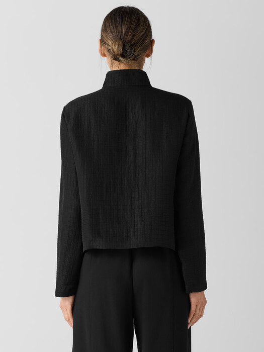 Silk Linen Box Stand Collar Jacket