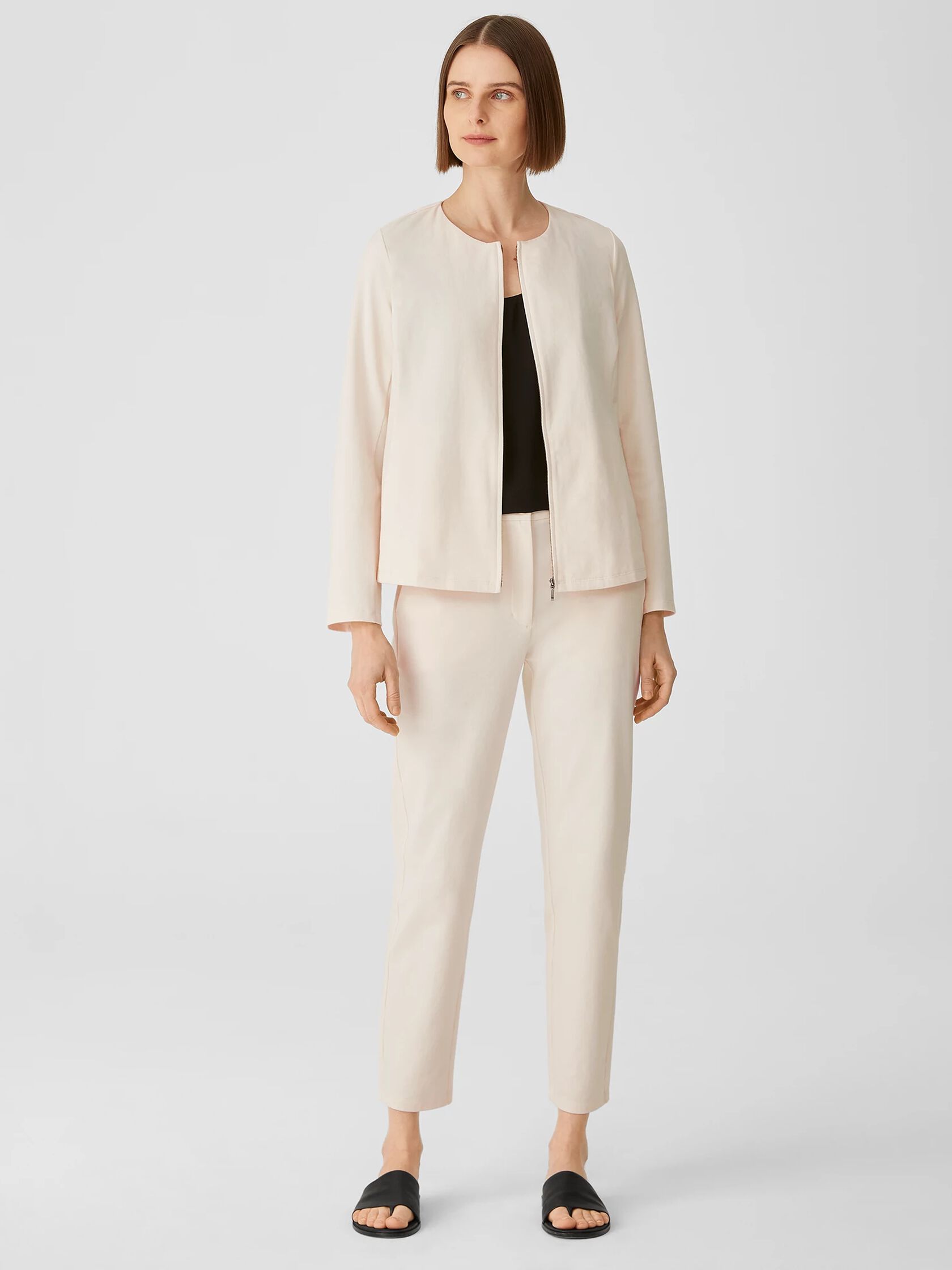 Organic Cotton Ponte Zip-Front Jacket