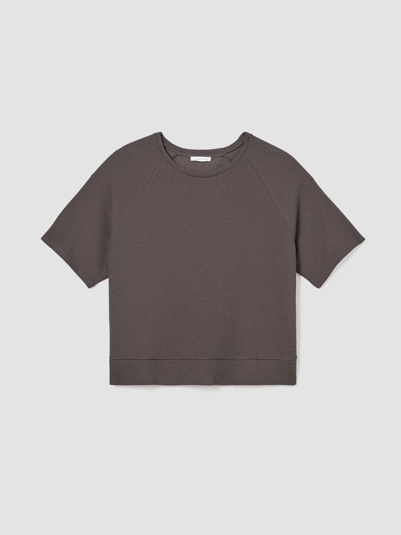 Organic Cotton Slubby Rib Knit Elbow-Sleeve Top
