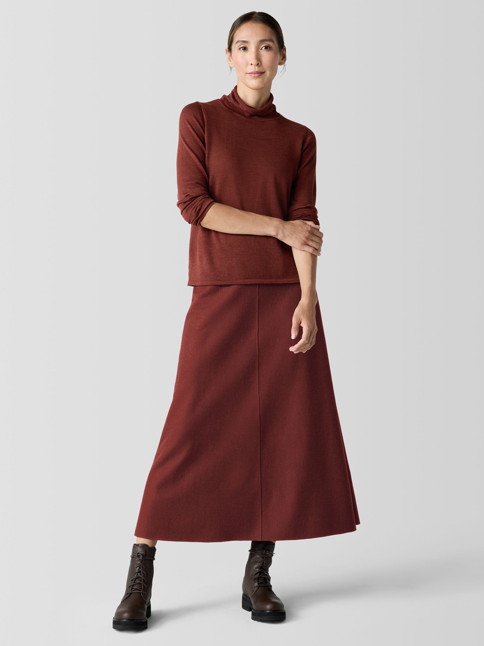 Fine Merino Turtleneck Top in Regenerative Wool