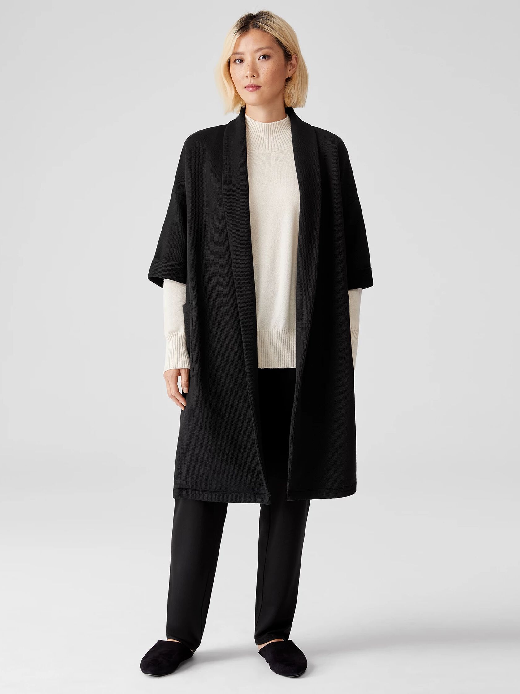 Organic Cotton Knit Twill Elbow-Sleeve Jacket