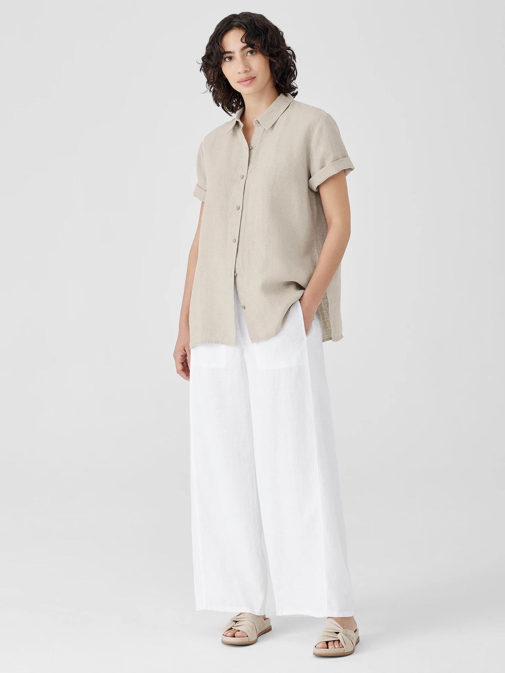 Organic Linen Classic Collar Short-Sleeve Shirt