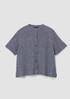 Puckered Organic Linen Band Collar Shirt