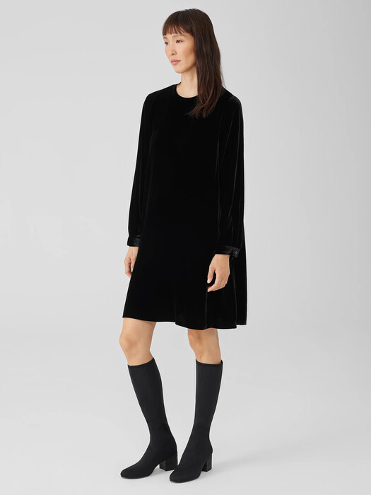 Velvet Crew Neck Dress | EILEEN FISHER Velvet Crew Neck Dress | EILEEN FISHER