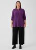 Silk Georgette Crepe Mandarin Collar Shirt